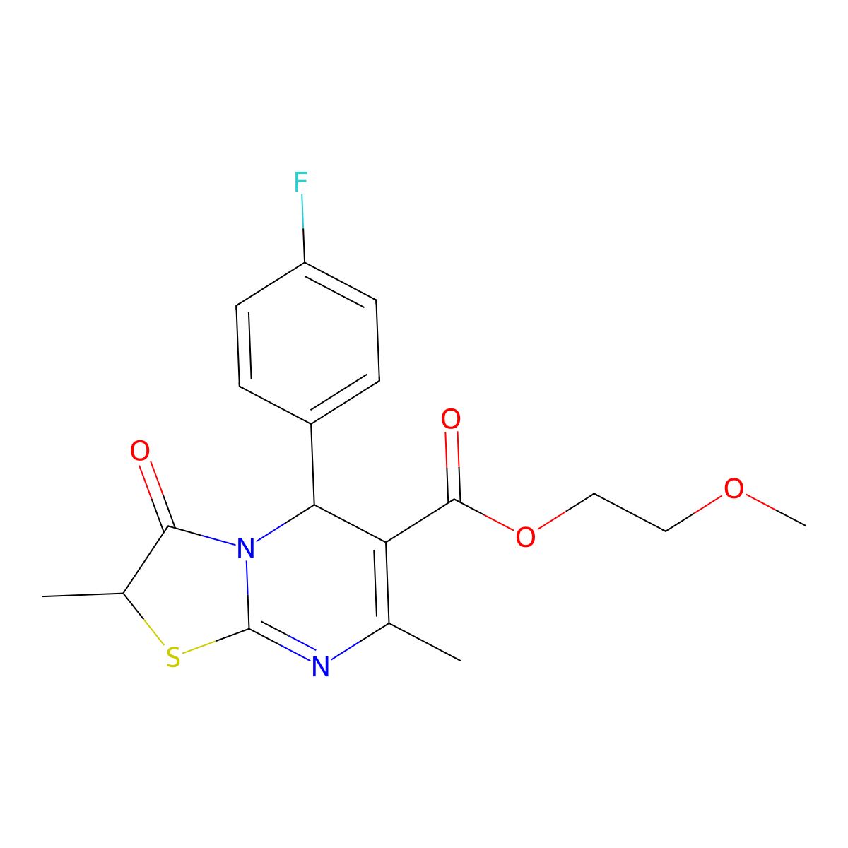 2-methoxyethyl 5-(4-fluorophenyl)-2,7-dimethyl-3-oxo-2,3-dihydro-5H-[1,3]thiazolo[3,2-a]pyrimidine-6-carboxylate molecular structure, CAS 840459-57-6