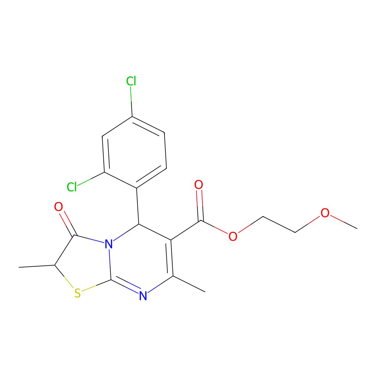 2-methoxyethyl 5-(2,4-dichlorophenyl)-2,7-dimethyl-3-oxo-2,3-dihydro-5H-[1,3]thiazolo[3,2-a]pyrimidine-6-carboxylate molecular structure, CAS 840460-18-6