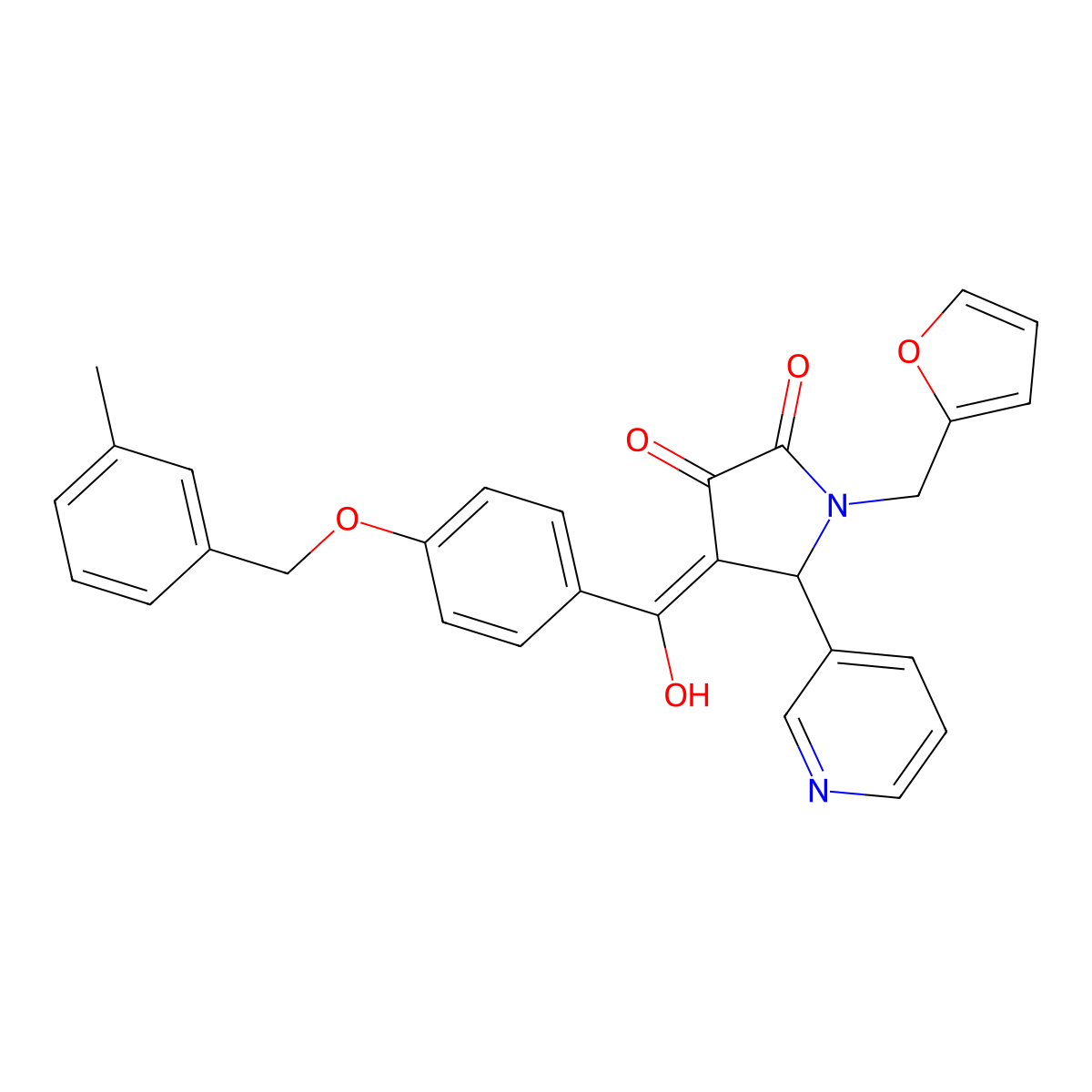 1-[(furan-2-yl)methyl]-3-hydroxy-4-{4-[(3-methylphenyl)methoxy]benzoyl}-5-(pyridin-3-yl)-2,5-dihydro-1H-pyrrol-2-one molecular structure, CAS 840460-65-3