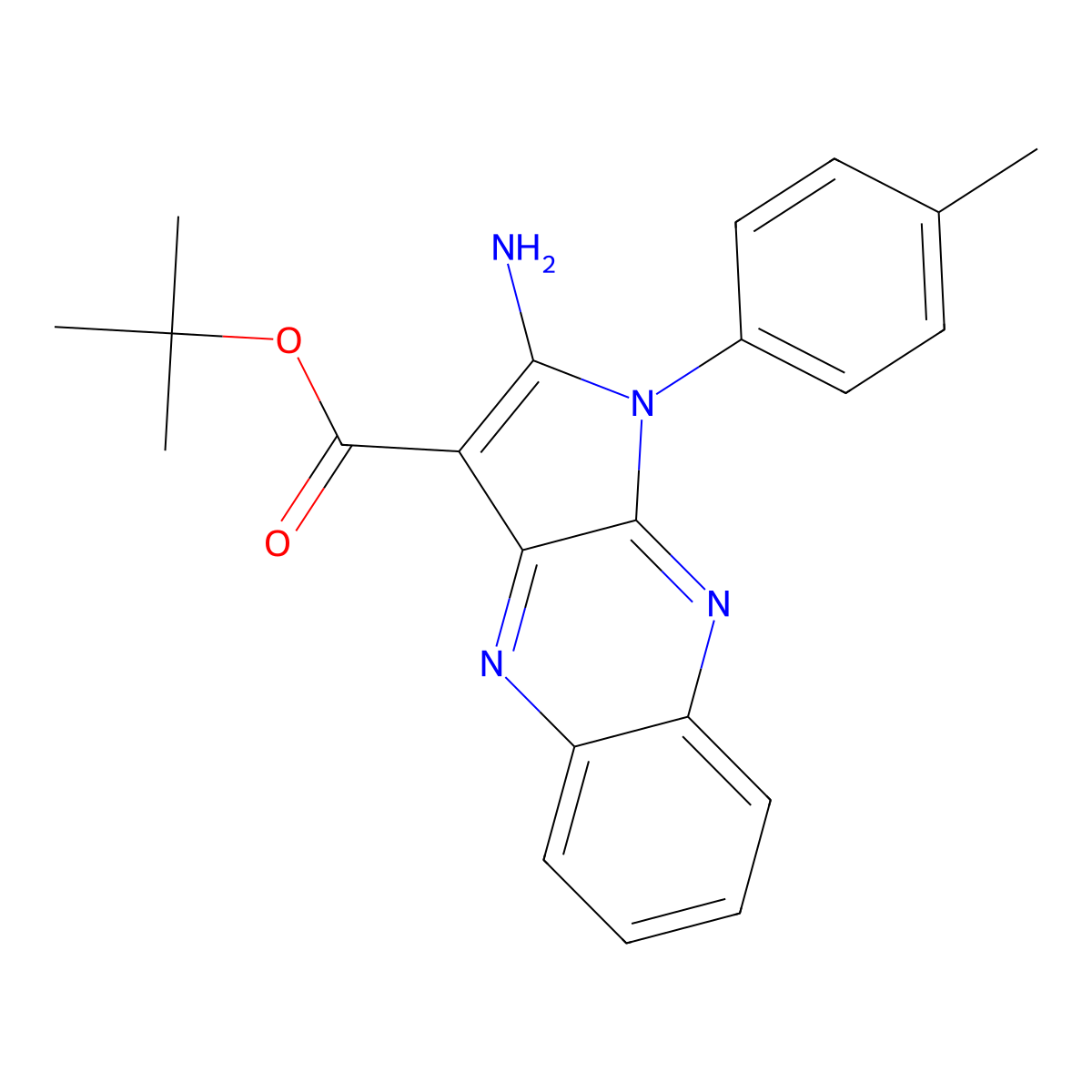 Tert-butyl 2-amino-1-(4-methylphenyl)pyrrolo[3,2-b]quinoxaline-3-carboxylate molecular structure, CAS 840460-96-0