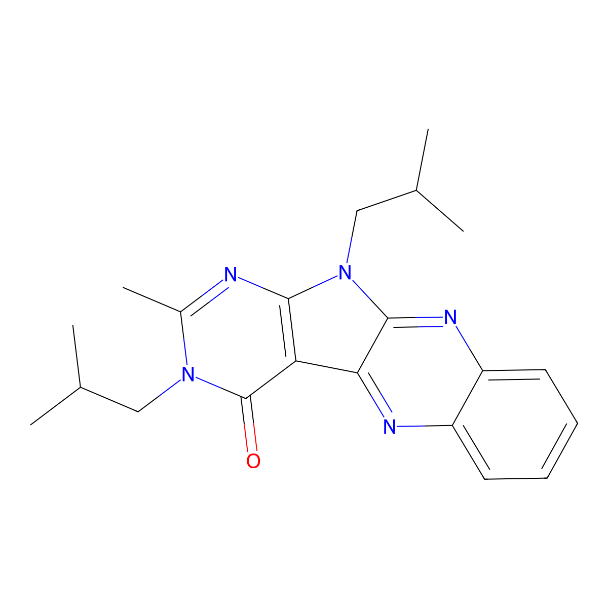 3,11-diisobutyl-2-methyl-3H-pyrimido[5',4':4,5]pyrrolo[2,3-b]quinoxalin-4(11H)-one molecular structure, CAS 840460-98-2