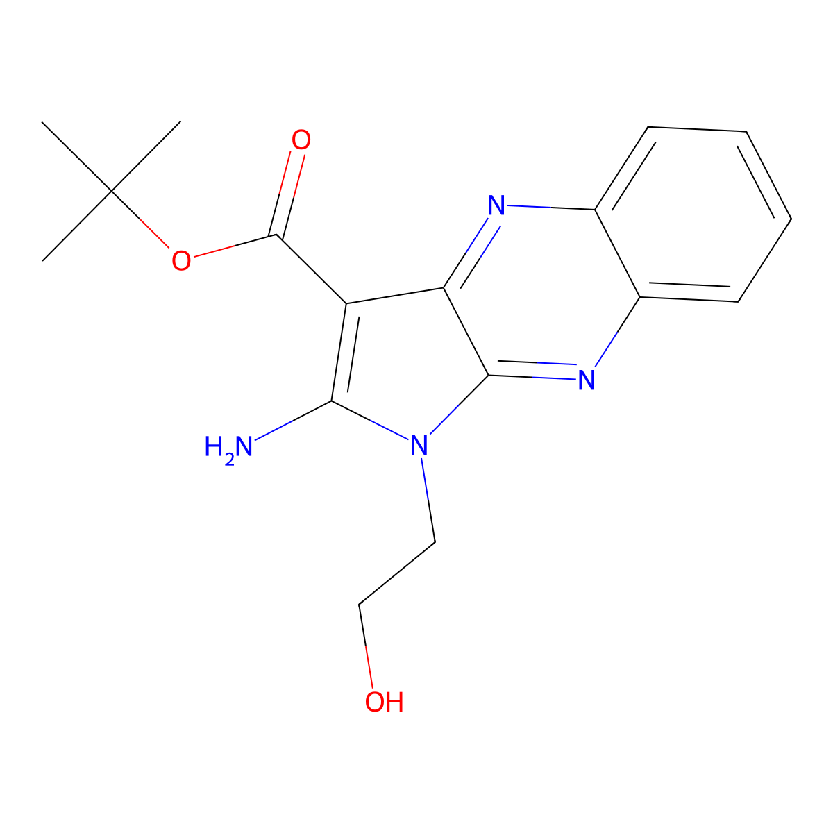 tert-butyl 2-amino-1-(2-hydroxyethyl)-1H-pyrrolo[2,3-b]quinoxaline-3-carboxylate molecular structure, CAS 840461-15-6