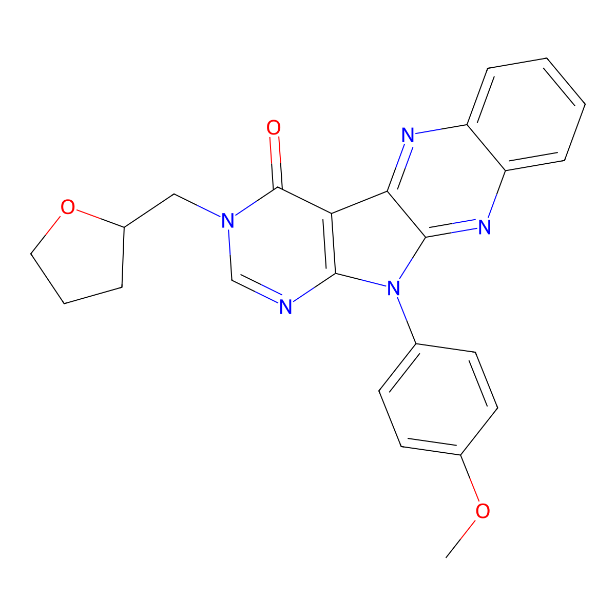 11-(4-methoxyphenyl)-3-((tetrahydrofuran-2-yl)methyl)-3H-pyrimido[5',4':4,5]pyrrolo[2,3-b]quinoxalin-4(11H)-one molecular structure, CAS 840461-50-9