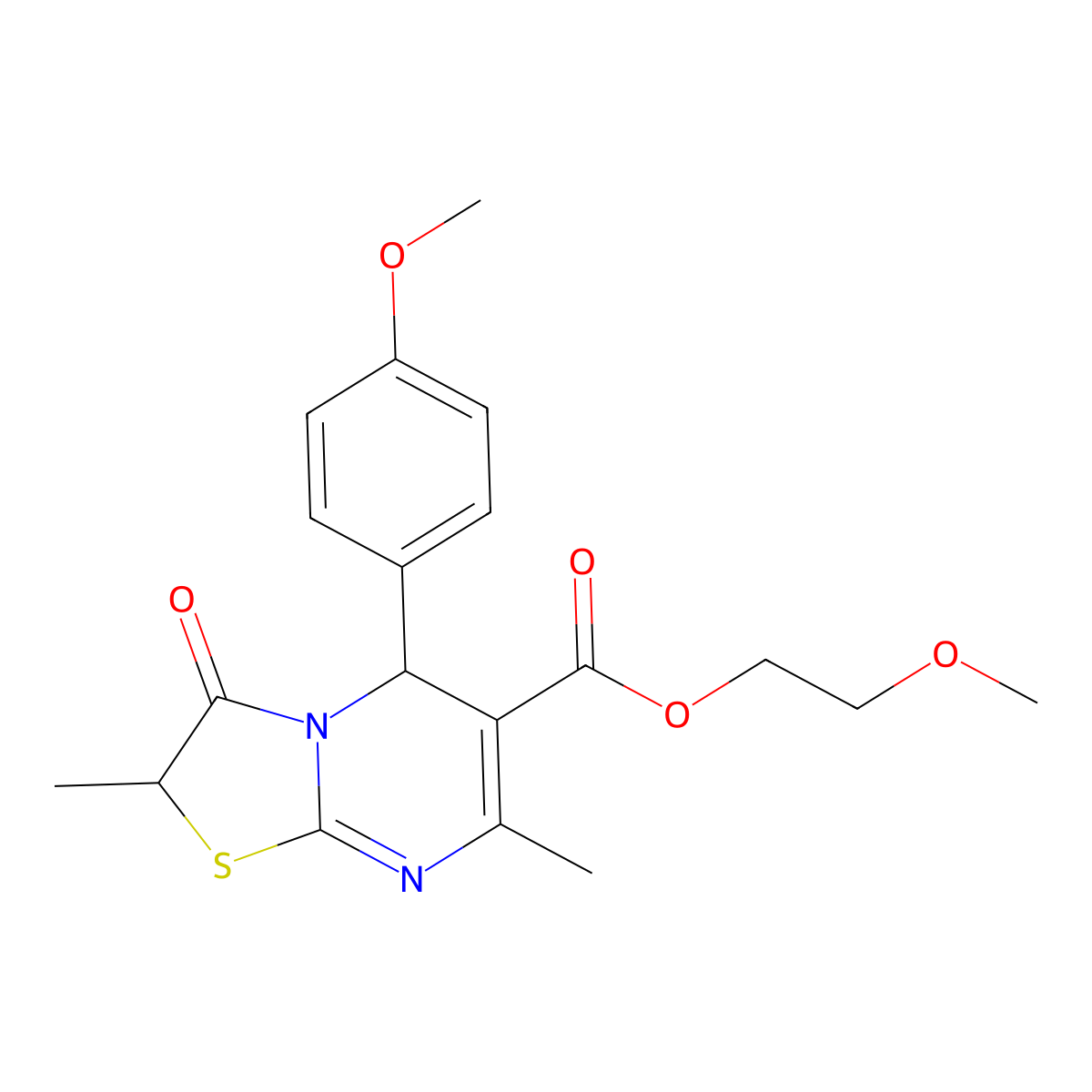 2-methoxyethyl 5-(4-methoxyphenyl)-2,7-dimethyl-3-oxo-2,3-dihydro-5H-[1,3]thiazolo[3,2-a]pyrimidine-6-carboxylate molecular structure, CAS 840461-64-5