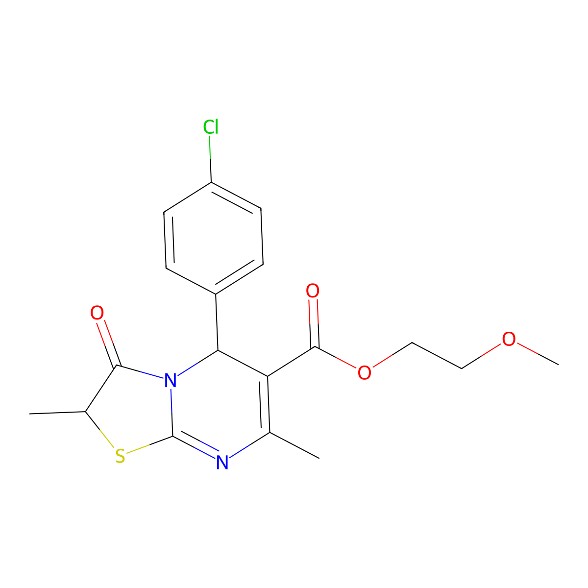2-methoxyethyl 5-(4-chlorophenyl)-2,7-dimethyl-3-oxo-2,3-dihydro-5H-[1,3]thiazolo[3,2-a]pyrimidine-6-carboxylate molecular structure, CAS 840461-69-0