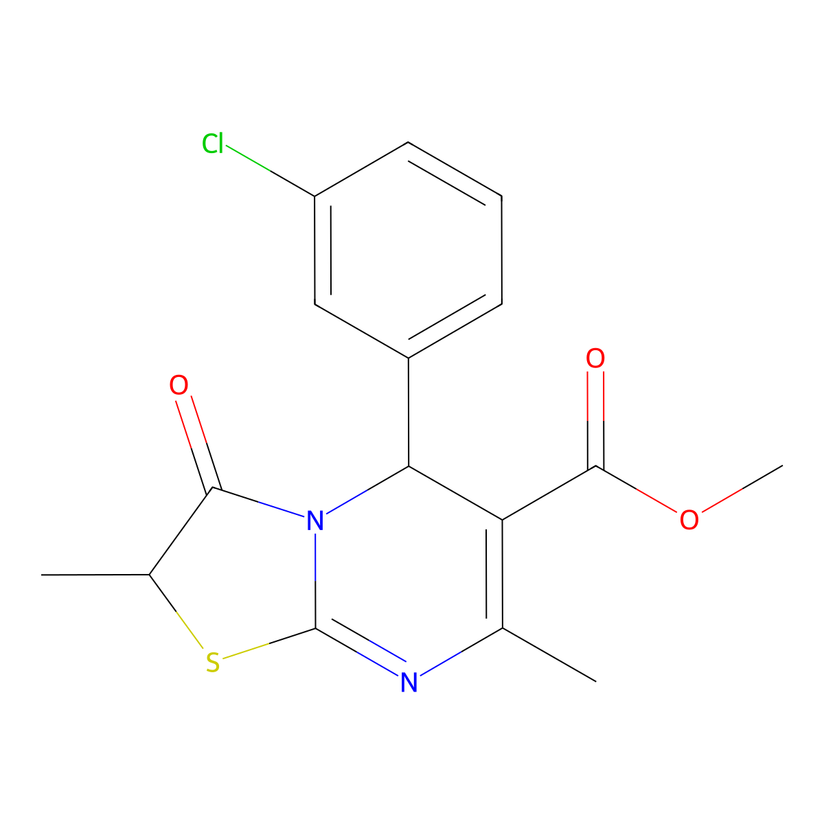 methyl 5-(3-chlorophenyl)-2,7-dimethyl-3-oxo-2,3-dihydro-5H-[1,3]thiazolo[3,2-a]pyrimidine-6-carboxylate molecular structure, CAS 840461-72-5