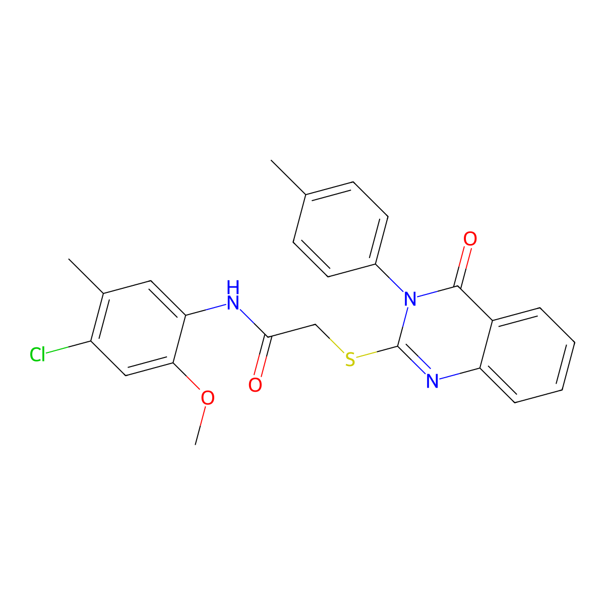 N-(4-chloro-2-methoxy-5-methylphenyl)-2-{[3-(4-methylphenyl)-4-oxo-3,4-dihydroquinazolin-2-yl]sulfanyl}acetamide molecular structure, CAS 840462-06-8