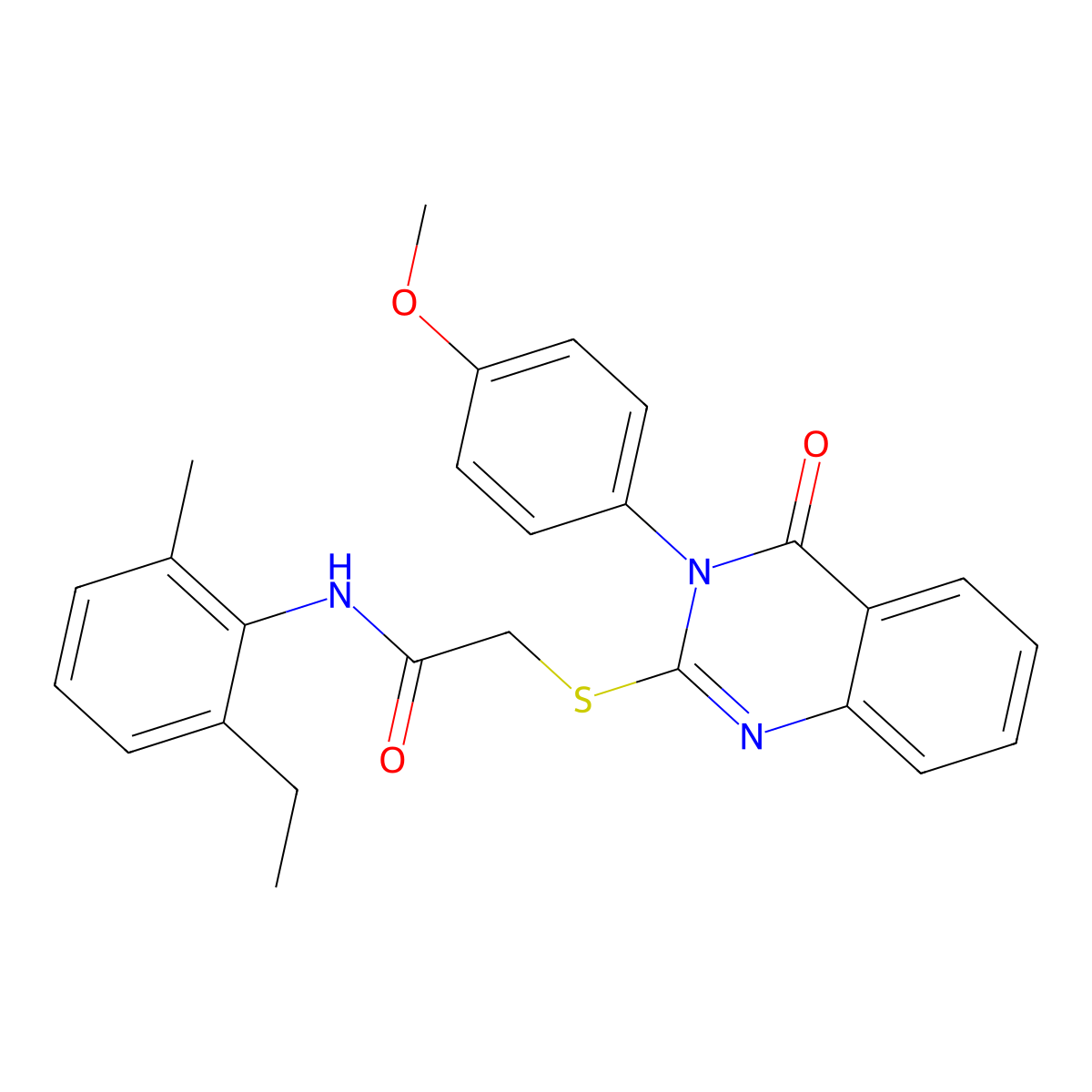N-(2-ethyl-6-methylphenyl)-2-{[3-(4-methoxyphenyl)-4-oxo-3,4-dihydroquinazolin-2-yl]sulfanyl}acetamide molecular structure, CAS 840462-28-4