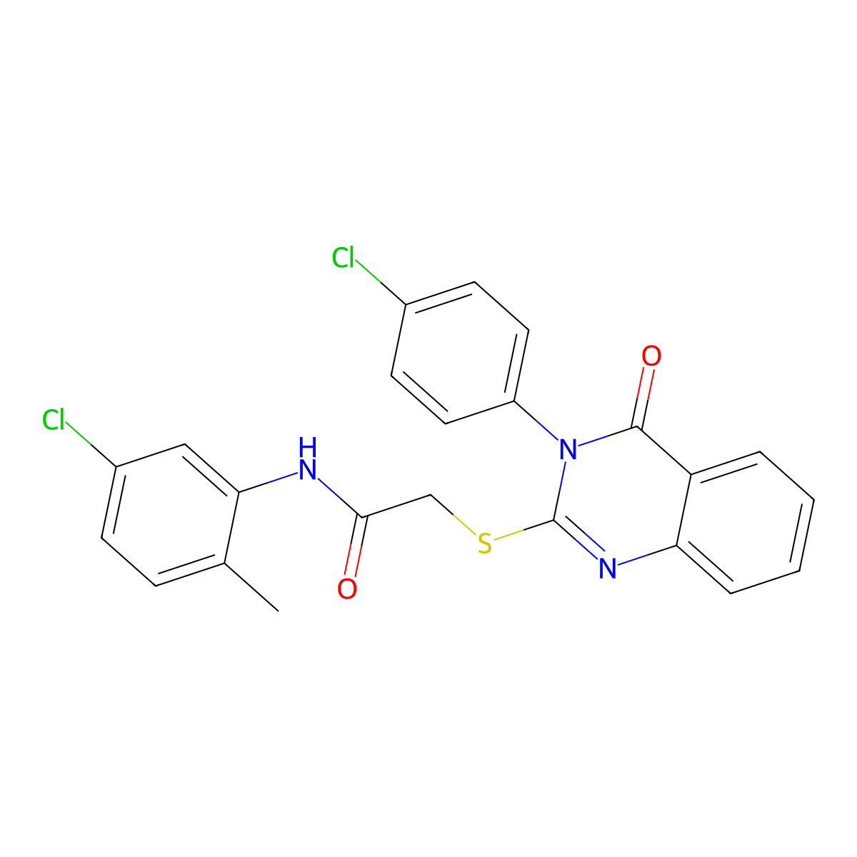 N-(5-chloro-2-methylphenyl)-2-{[3-(4-chlorophenyl)-4-oxo-3,4-dihydroquinazolin-2-yl]sulfanyl}acetamide molecular structure, CAS 840463-87-8