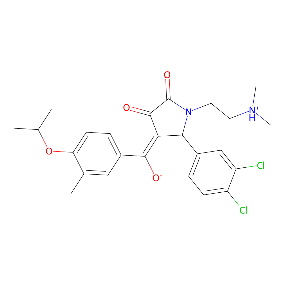 5-(3,4-dichlorophenyl)-1-[2-(dimethylamino)ethyl]-3-hydroxy-4-[3-methyl-4-(propan-2-yloxy)benzoyl]-2,5-dihydro-1H-pyrrol-2-one molecular structure, CAS 840469-63-8