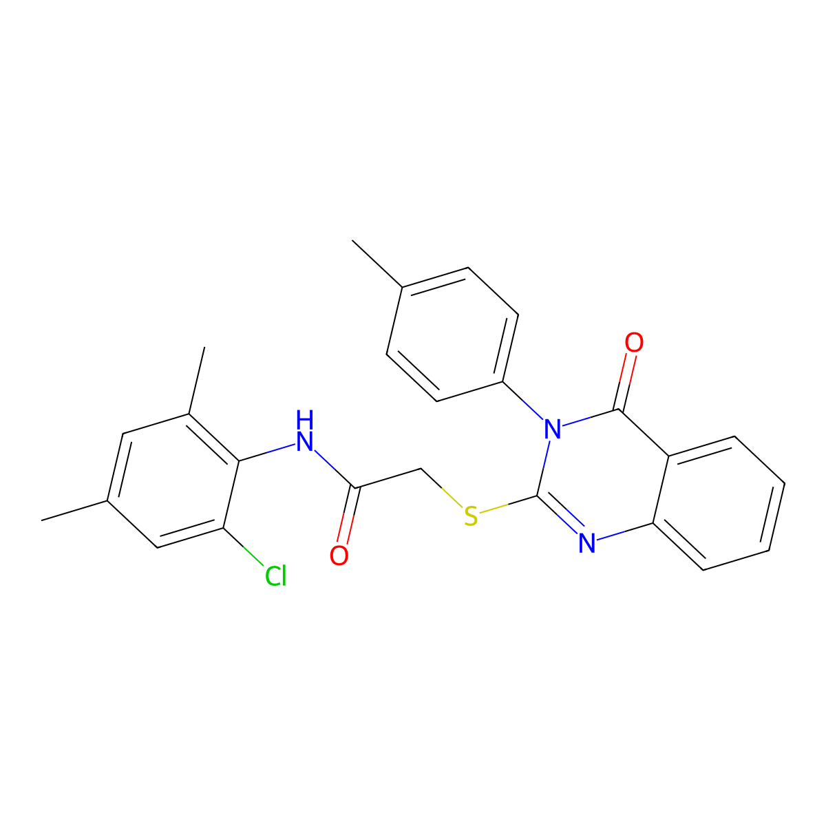 N-(2-chloro-4,6-dimethylphenyl)-2-{[3-(4-methylphenyl)-4-oxo-3,4-dihydroquinazolin-2-yl]sulfanyl}acetamide molecular structure, CAS 840469-92-3