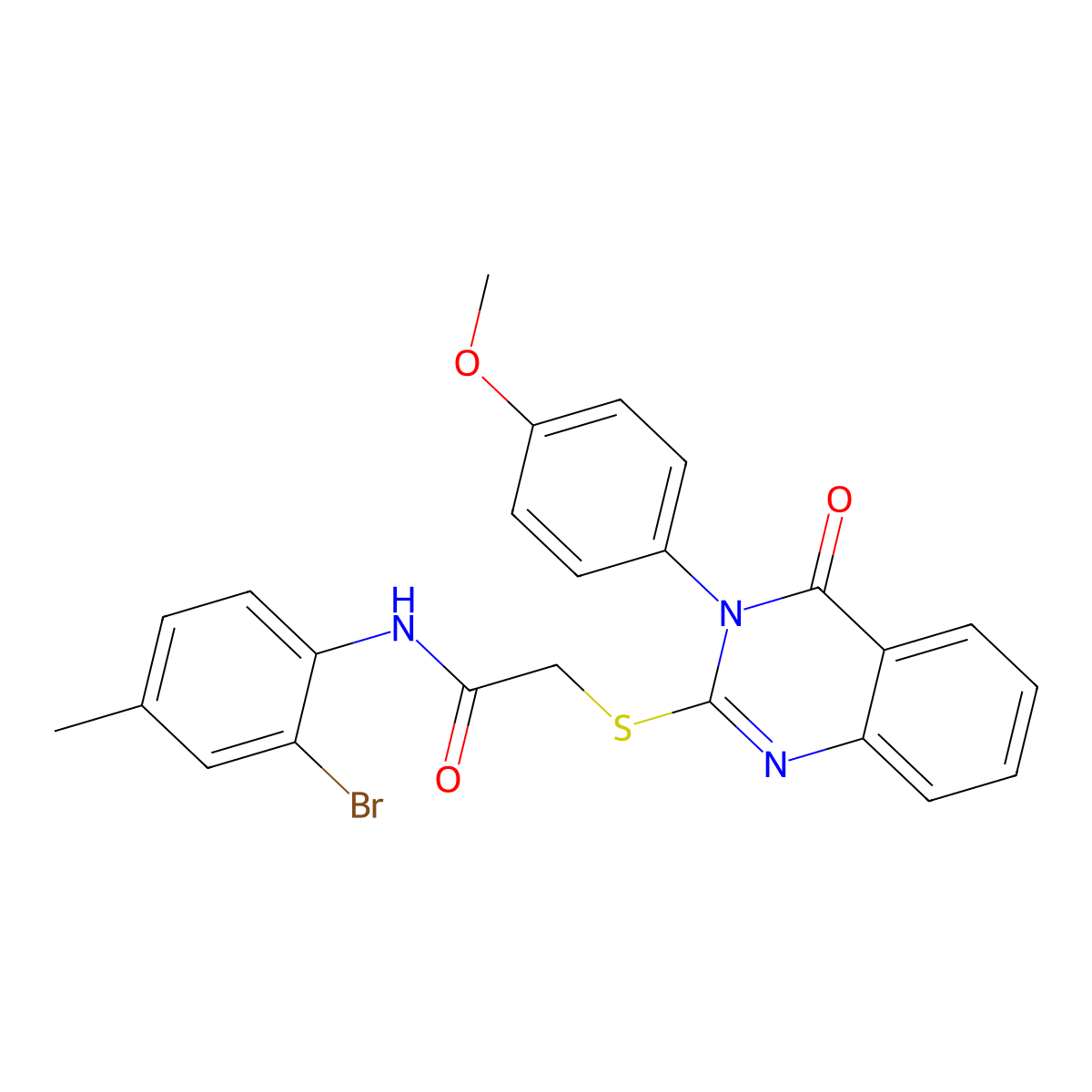 N-(2-bromo-4-methylphenyl)-2-{[3-(4-methoxyphenyl)-4-oxo-3,4-dihydroquinazolin-2-yl]sulfanyl}acetamide molecular structure, CAS 840470-00-0