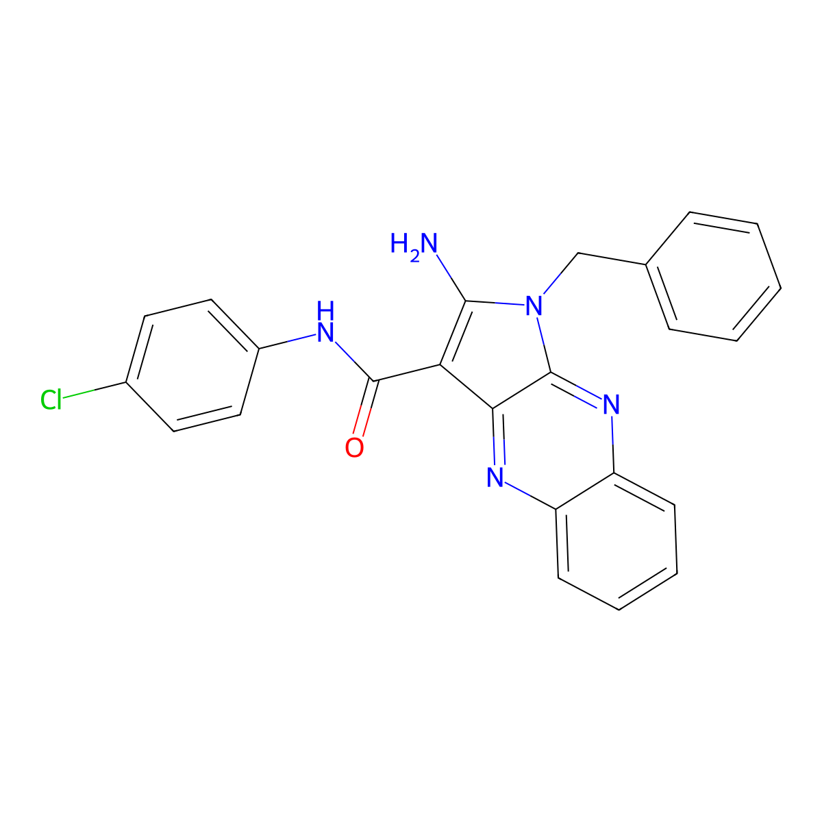 2-amino-1-benzyl-N-(4-chlorophenyl)-1H-pyrrolo[2,3-b]quinoxaline-3-carboxamide molecular structure, CAS 840470-28-2