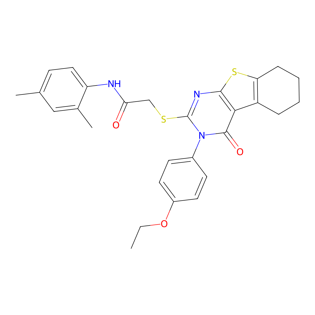 N-(2,4-dimethylphenyl)-2-{[3-(4-ethoxyphenyl)-4-oxo-3,4,5,6,7,8-hexahydro[1]benzothieno[2,3-d]pyrimidin-2-yl]sulfanyl}acetamide molecular structure, CAS 840470-29-3