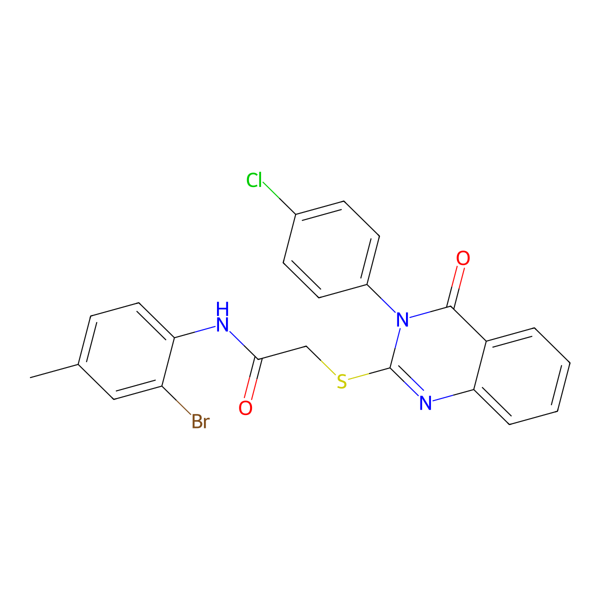 N-(2-bromo-4-methylphenyl)-2-{[3-(4-chlorophenyl)-4-oxo-3,4-dihydroquinazolin-2-yl]sulfanyl}acetamide molecular structure, CAS 840472-52-8