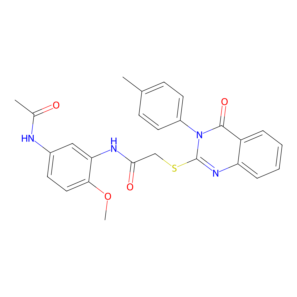 N-[5-(acetylamino)-2-methoxyphenyl]-2-{[3-(4-methylphenyl)-4-oxo-3,4-dihydroquinazolin-2-yl]sulfanyl}acetamide molecular structure, CAS 840472-91-5