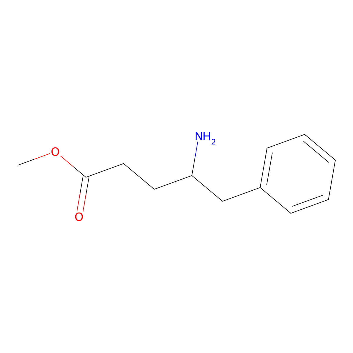 Methyl 4-amino-5-phenylpentanoate molecular structure, CAS 840474-52-4