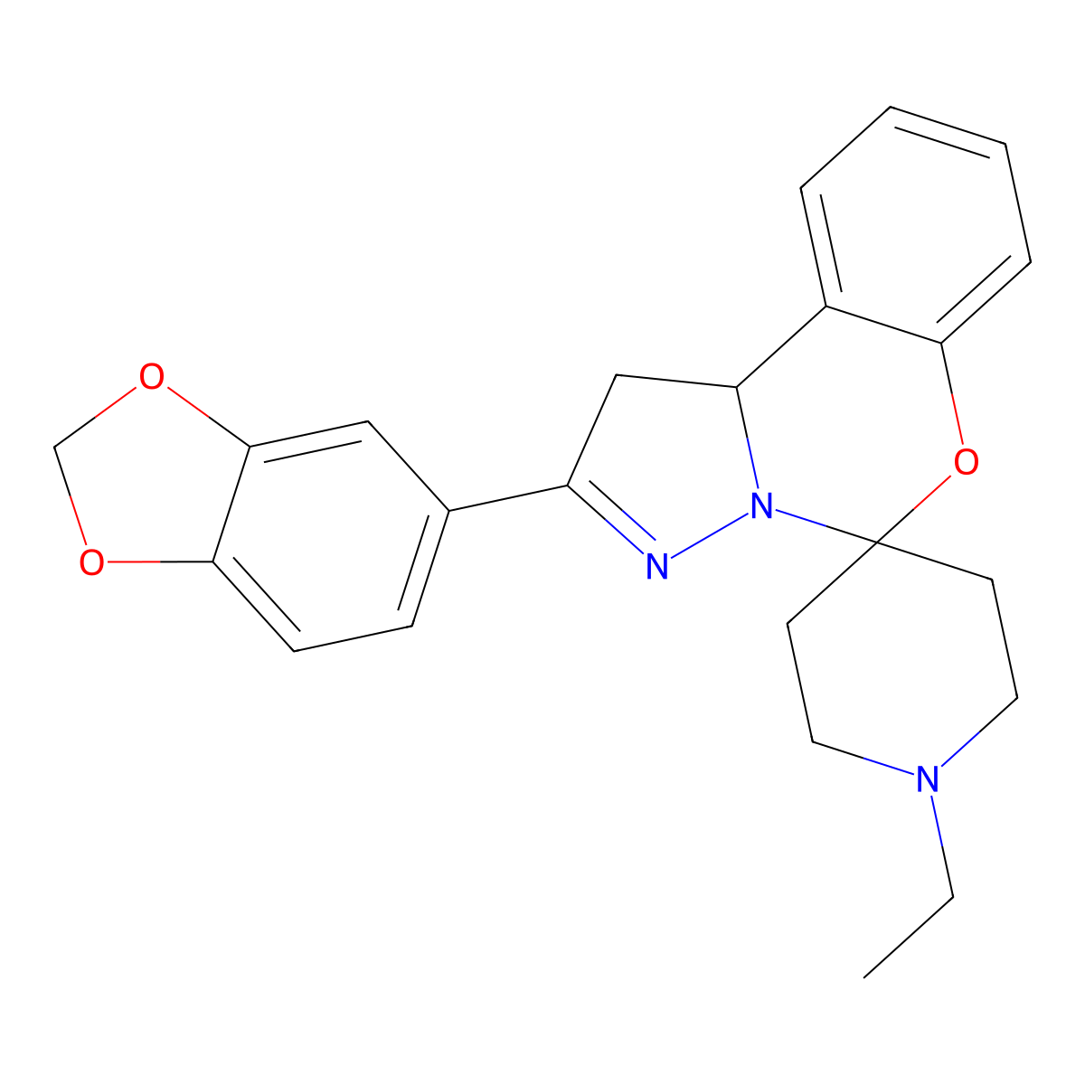 2-(Benzo[d][1,3]dioxol-5-yl)-1'-ethyl-1,10b-dihydrospiro[benzo[e]pyrazolo[1,5-c][1,3]oxazine-5,4'-piperidine] molecular structure, CAS 840476-33-7