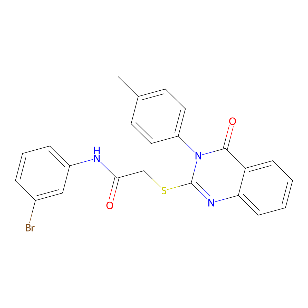 N-(3-bromophenyl)-2-{[3-(4-methylphenyl)-4-oxo-3,4-dihydroquinazolin-2-yl]sulfanyl}acetamide molecular structure, CAS 840476-64-4