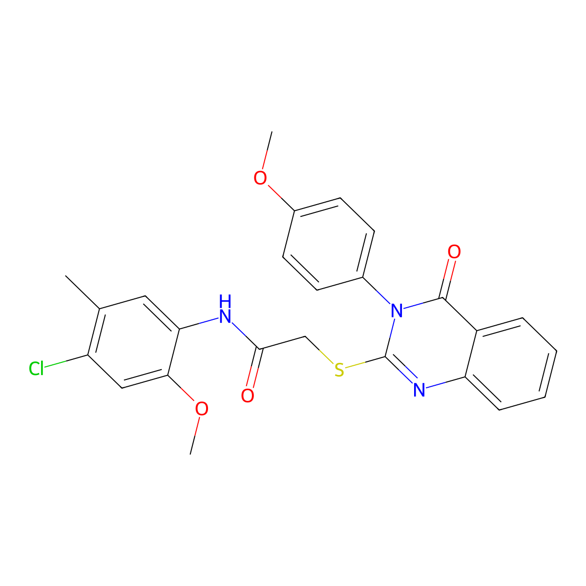 N-(4-chloro-2-methoxy-5-methylphenyl)-2-{[3-(4-methoxyphenyl)-4-oxo-3,4-dihydroquinazolin-2-yl]sulfanyl}acetamide molecular structure, CAS 840476-77-9