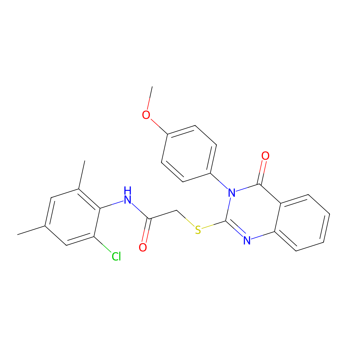 N-(2-chloro-4,6-dimethylphenyl)-2-{[3-(4-methoxyphenyl)-4-oxo-3,4-dihydroquinazolin-2-yl]sulfanyl}acetamide molecular structure, CAS 840477-03-4