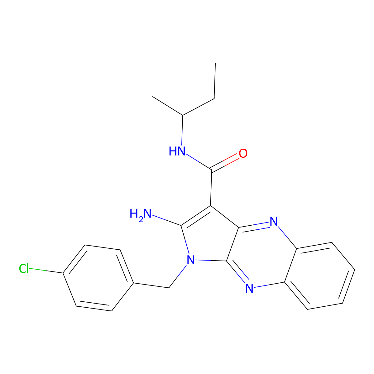 2-amino-N-(sec-butyl)-1-(4-chlorobenzyl)-1H-pyrrolo[2,3-b]quinoxaline-3-carboxamide molecular structure, CAS 840478-31-1