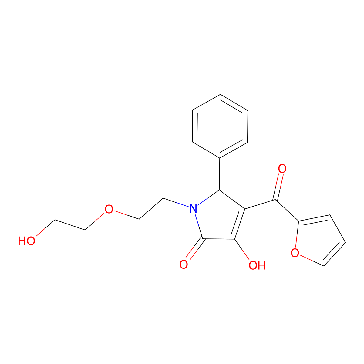 3-(furan-2-carbonyl)-4-hydroxy-1-[2-(2-hydroxyethoxy)ethyl]-2-phenyl-2H-pyrrol-5-one molecular structure, CAS 840479-12-1