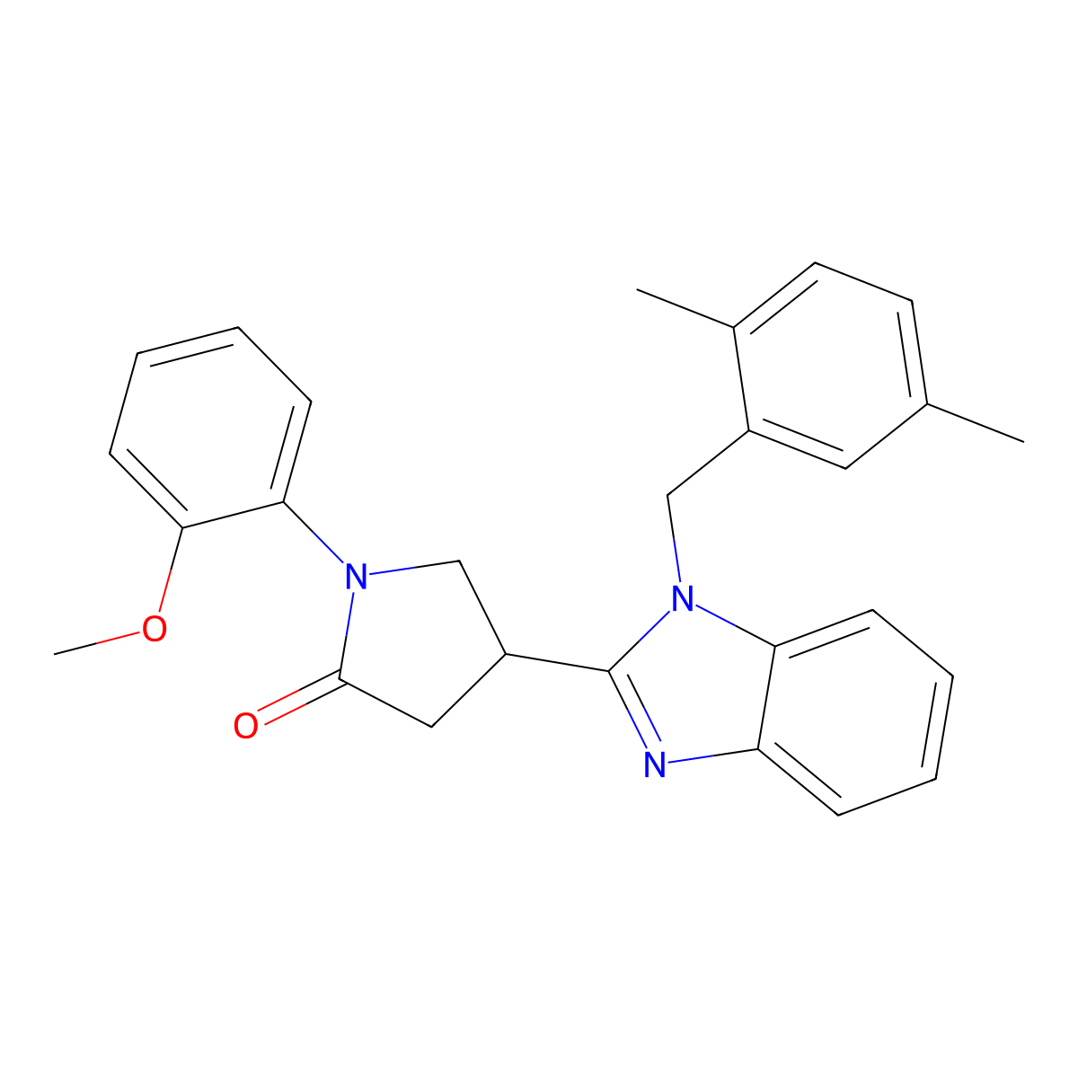 4-(1-(2,5-dimethylbenzyl)-1H-benzo[d]imidazol-2-yl)-1-(2-methoxyphenyl)pyrrolidin-2-one molecular structure, CAS 840479-25-6
