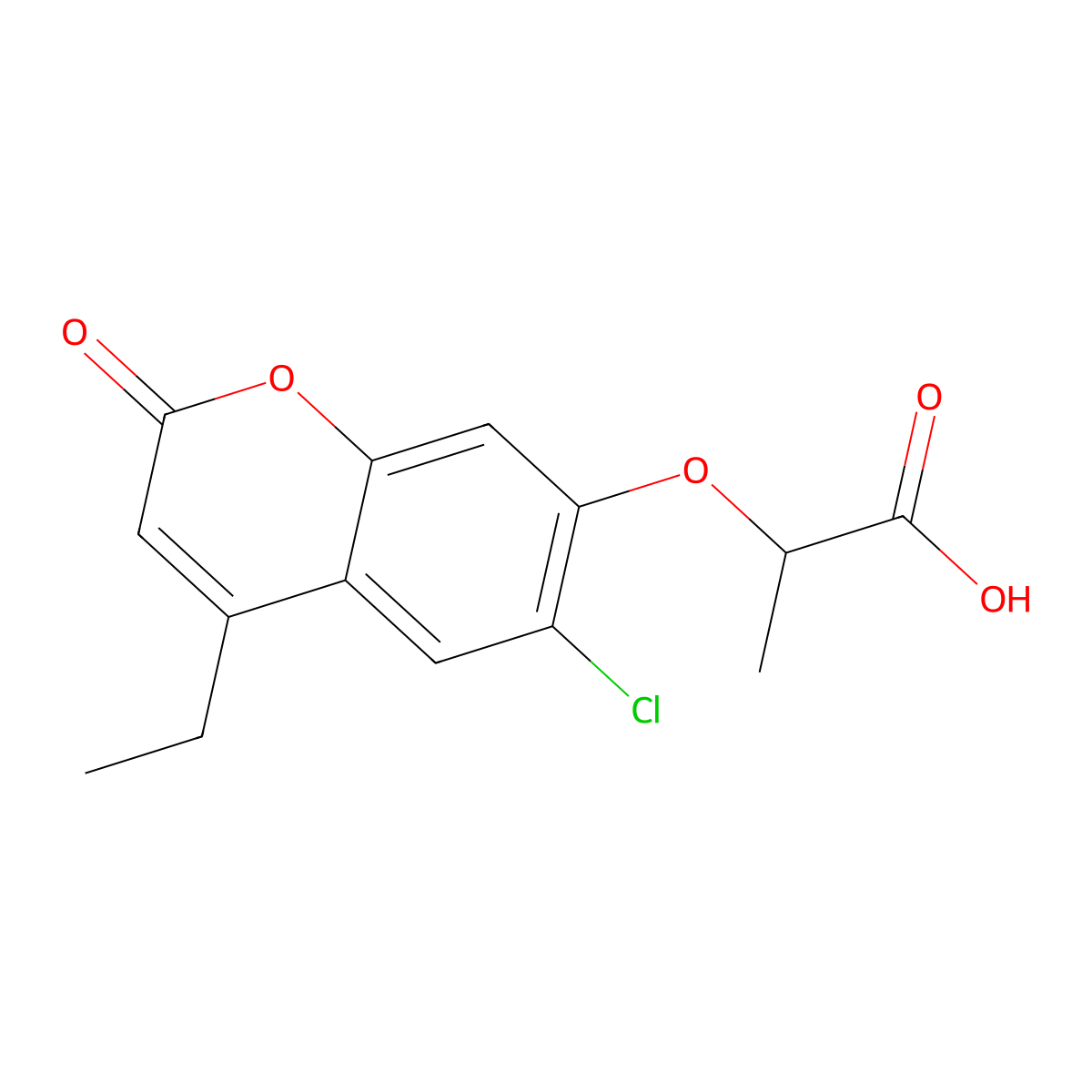 2-[(6-chloro-4-ethyl-2-oxo-2H-chromen-7-yl)oxy]propanoic acid molecular structure, CAS 840479-48-3