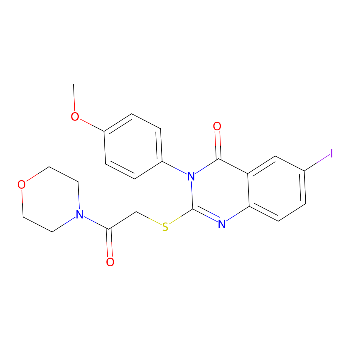 6-iodo-3-(4-methoxyphenyl)-2-{[2-(morpholin-4-yl)-2-oxoethyl]sulfanyl}quinazolin-4(3H)-one molecular structure, CAS 840479-51-8