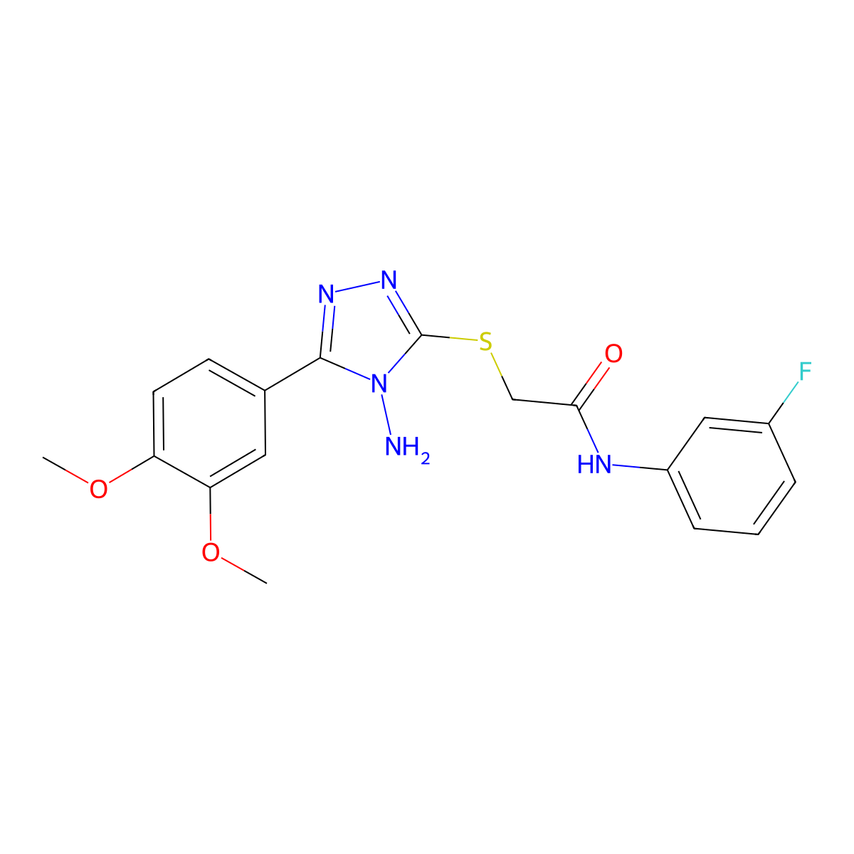 2-[4-amino-5-(3,4-dimethoxyphenyl)(1,2,4-triazol-3-ylthio)]-N-(3-fluorophenyl) acetamide molecular structure, CAS 840479-77-8