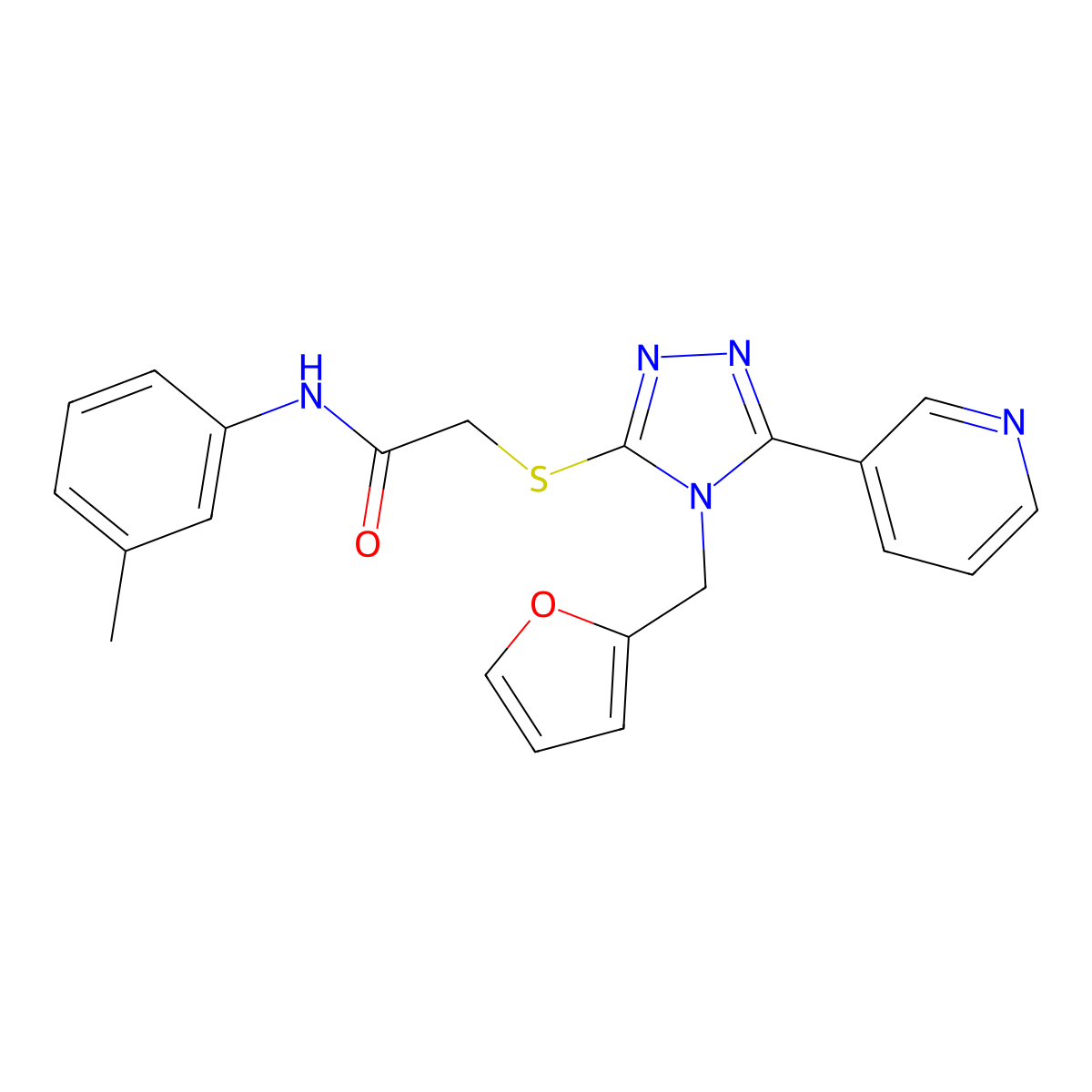 2-{[4-(furan-2-ylmethyl)-5-(pyridin-3-yl)-4H-1,2,4-triazol-3-yl]sulfanyl}-N-(3-methylphenyl)acetamide molecular structure, CAS 840480-21-9