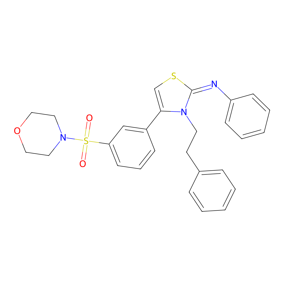 N-[(2Z)-4-[3-(morpholin-4-ylsulfonyl)phenyl]-3-(2-phenylethyl)-1,3-thiazol-2(3H)-ylidene]aniline molecular structure, CAS 840480-30-0
