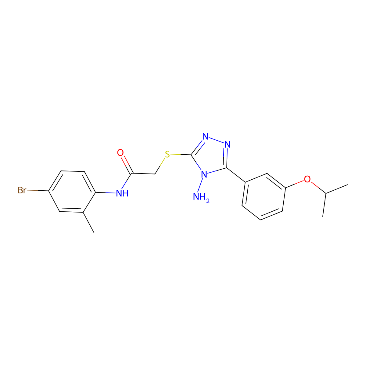2-({4-amino-5-[3-(propan-2-yloxy)phenyl]-4H-1,2,4-triazol-3-yl}sulfanyl)-N-(4-bromo-2-methylphenyl)acetamide molecular structure, CAS 840480-56-0