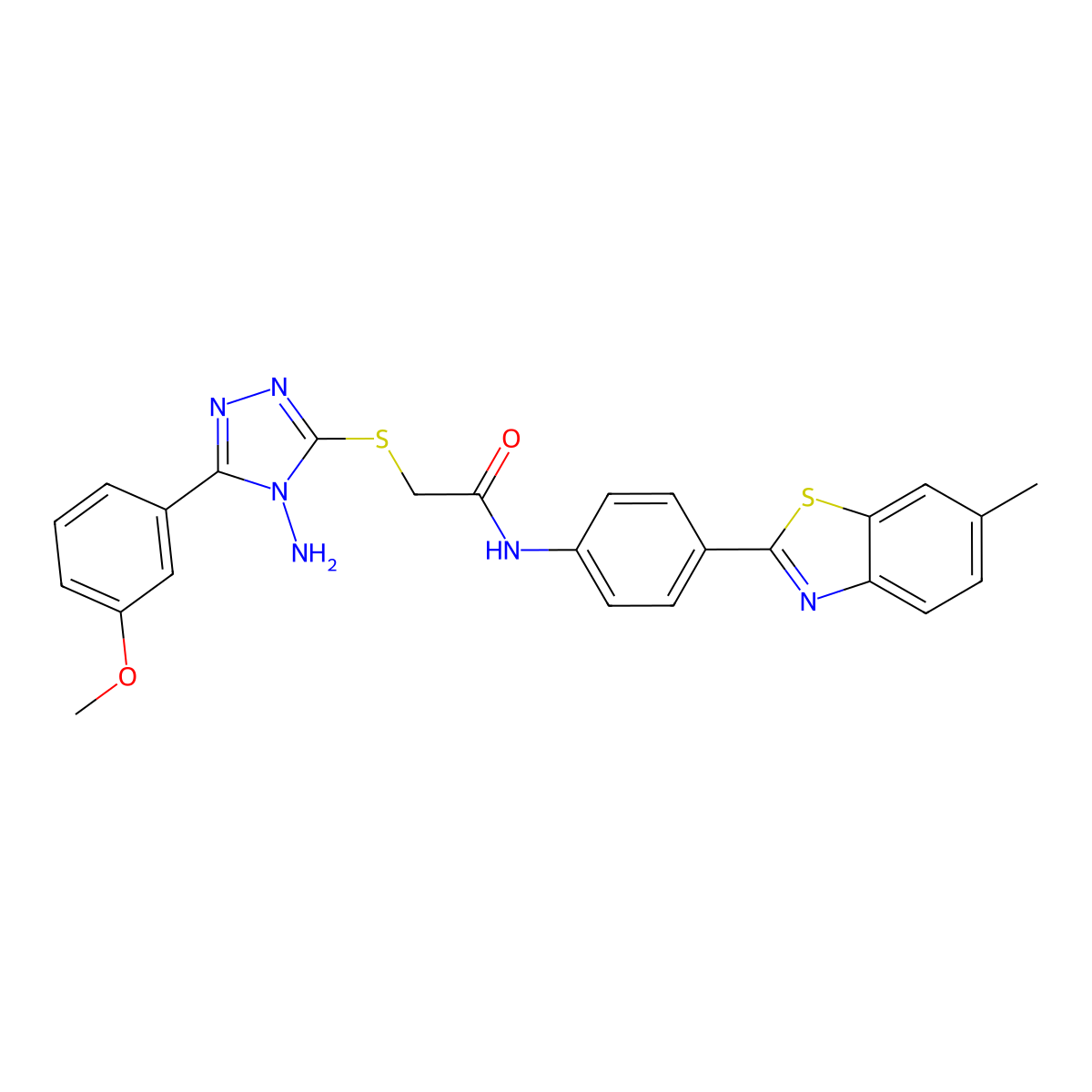 2-{[4-amino-5-(3-methoxyphenyl)-4H-1,2,4-triazol-3-yl]sulfanyl}-N-[4-(6-methyl-1,3-benzothiazol-2-yl)phenyl]acetamide molecular structure, CAS 840480-74-2