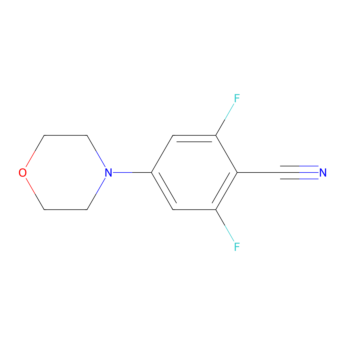 2,6-Difluoro-4-(morpholin-4-yl)benzonitrile molecular structure, CAS 840481-30-3