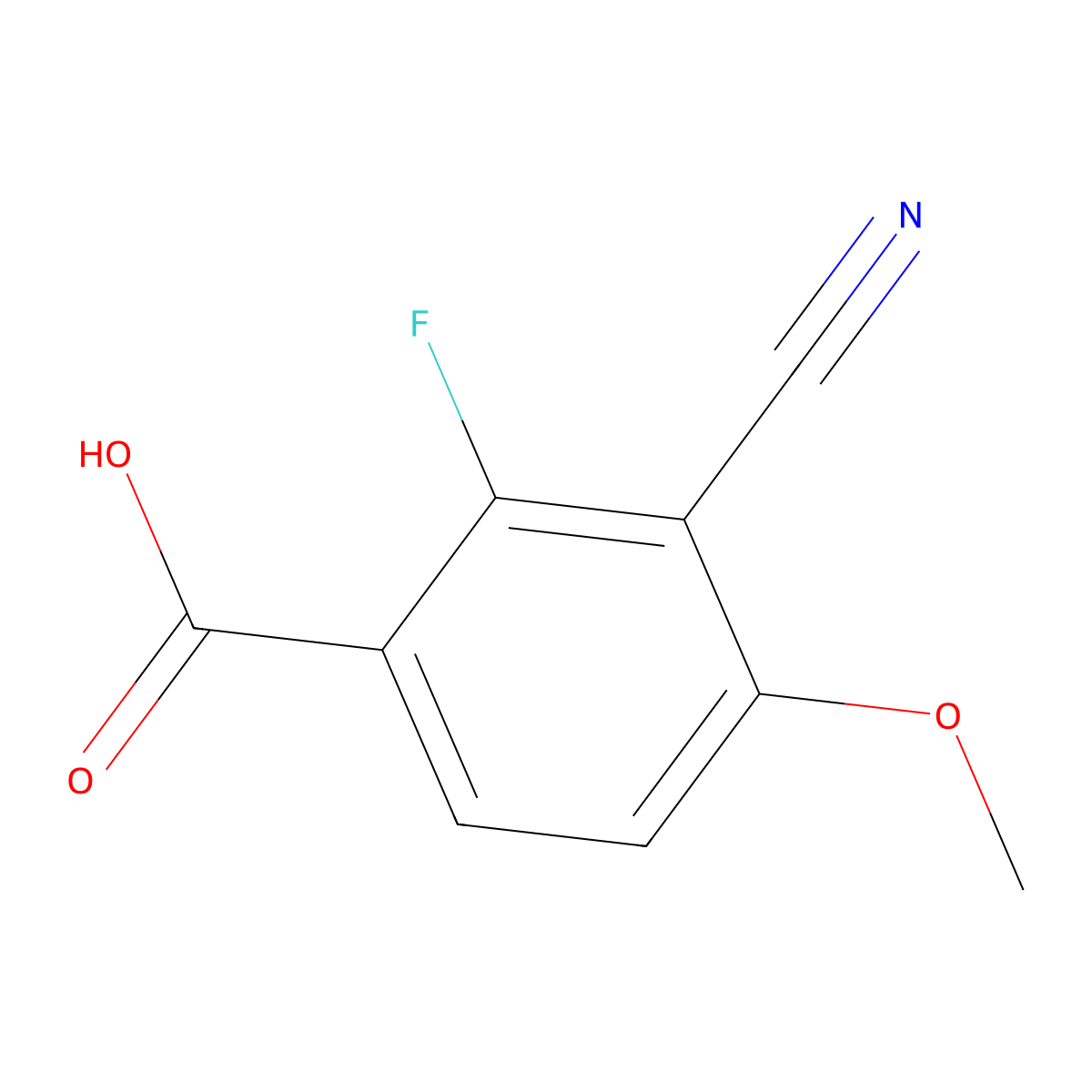 3-Cyano-2-fluoro-4-methoxybenzoic acid molecular structure, CAS 840481-53-0