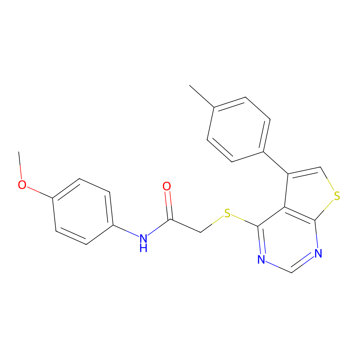 N-(4-methoxyphenyl)-2-{[5-(4-methylphenyl)thieno[2,3-d]pyrimidin-4-yl]sulfanyl}acetamide molecular structure, CAS 840482-17-9