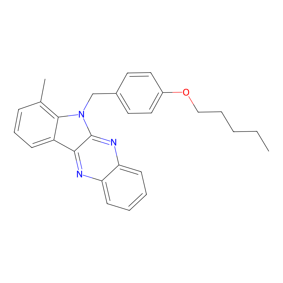 7-methyl-6-[4-(pentyloxy)benzyl]-6H-indolo[2,3-b]quinoxaline molecular structure, CAS 840482-32-8