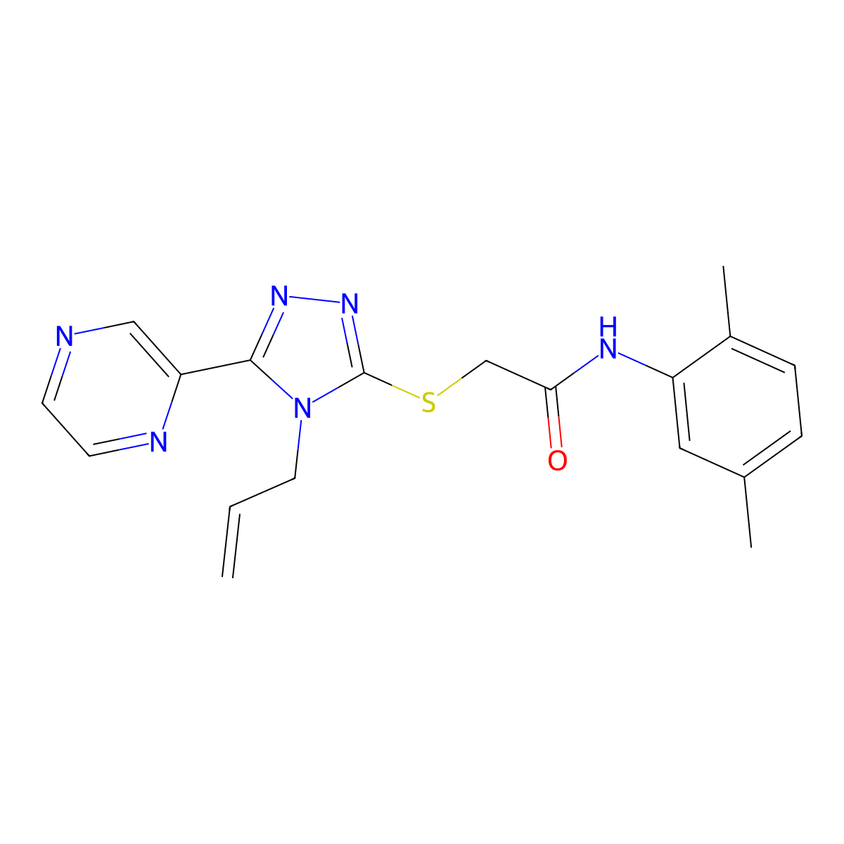 N-(2,5-dimethylphenyl)-2-{[4-(prop-2-en-1-yl)-5-(pyrazin-2-yl)-4H-1,2,4-triazol-3-yl]sulfanyl}acetamide molecular structure, CAS 840482-37-3