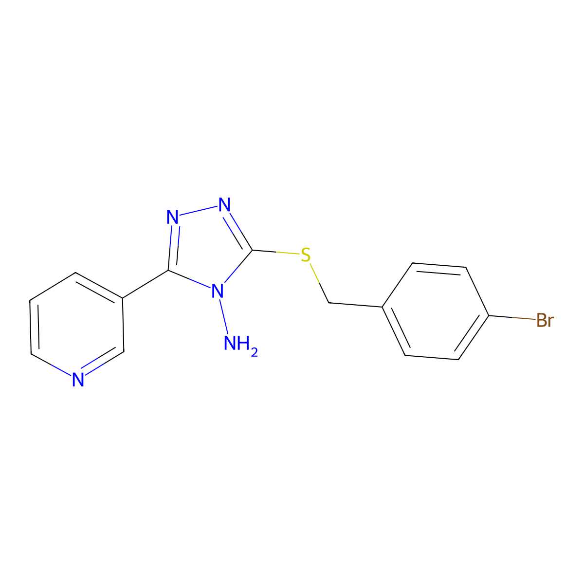 3-(4-Bromo-benzylsulfanyl)-5-pyridin-3-yl-[1,2,4]triazol-4-ylamine molecular structure, CAS 840482-56-6