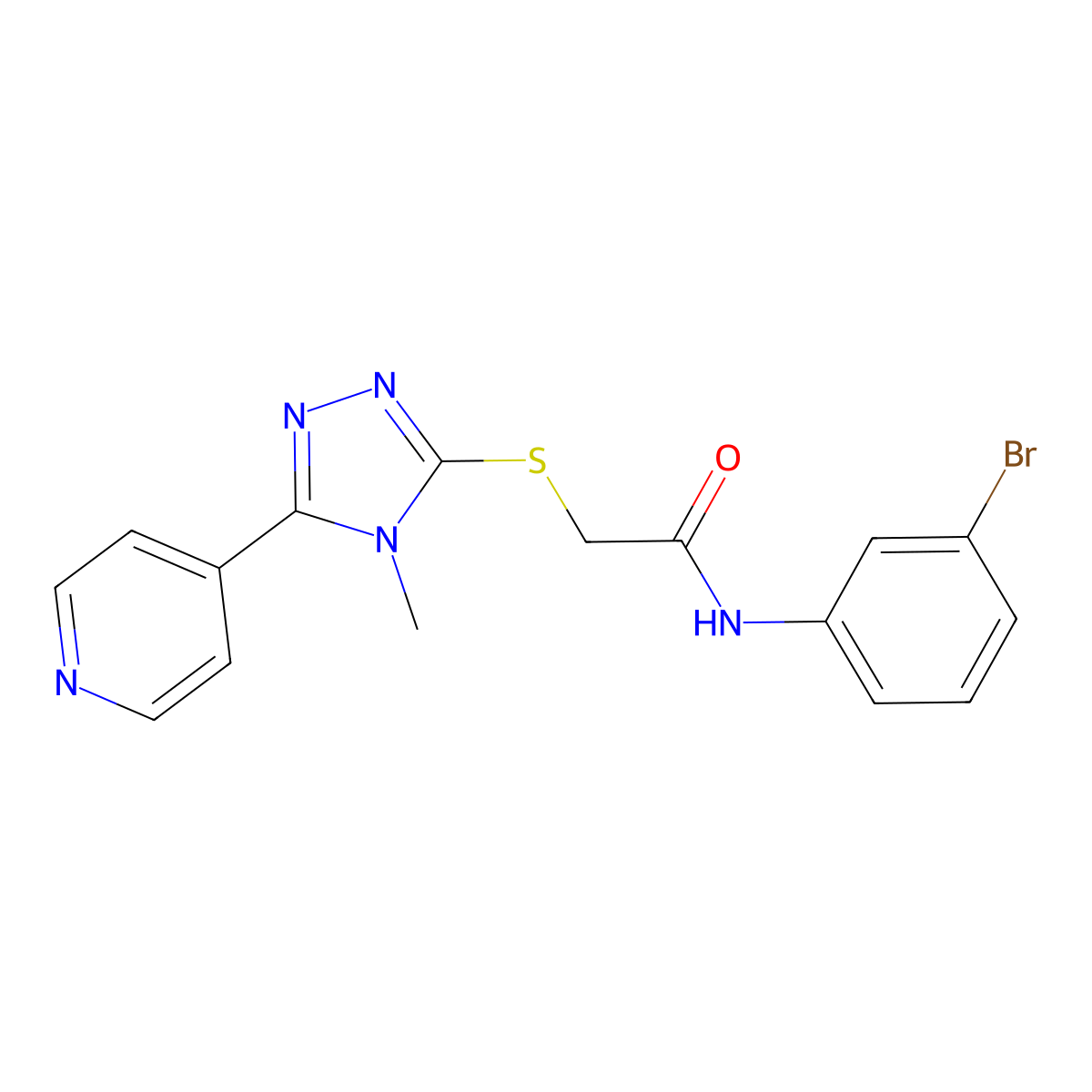 N-(3-bromophenyl)-2-{[4-methyl-5-(pyridin-4-yl)-4H-1,2,4-triazol-3-yl]sulfanyl}acetamide molecular structure, CAS 840483-23-0