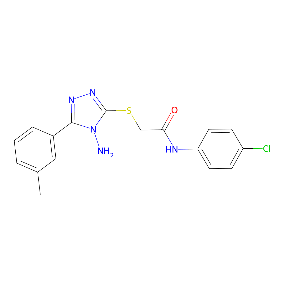 2-((4-amino-5-(m-tolyl)-4H-1,2,4-triazol-3-yl)thio)-N-(4-chlorophenyl)acetamide molecular structure, CAS 840483-32-1