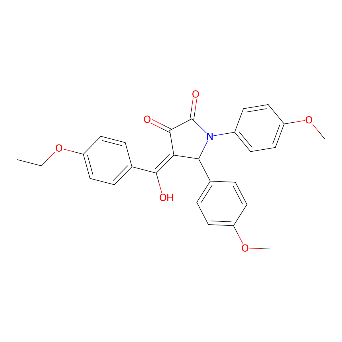 4-(4-ethoxybenzoyl)-3-hydroxy-1,5-bis(4-methoxyphenyl)-1,5-dihydro-2H-pyrrol-2-one molecular structure, CAS 840483-89-8