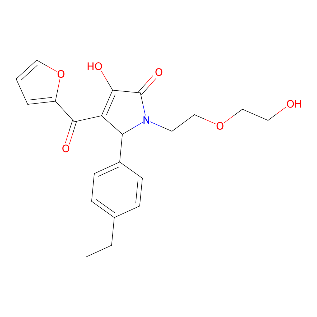 2-(4-ethylphenyl)-3-(furan-2-carbonyl)-4-hydroxy-1-[2-(2-hydroxyethoxy)ethyl]-2H-pyrrol-5-one molecular structure, CAS 840484-05-1