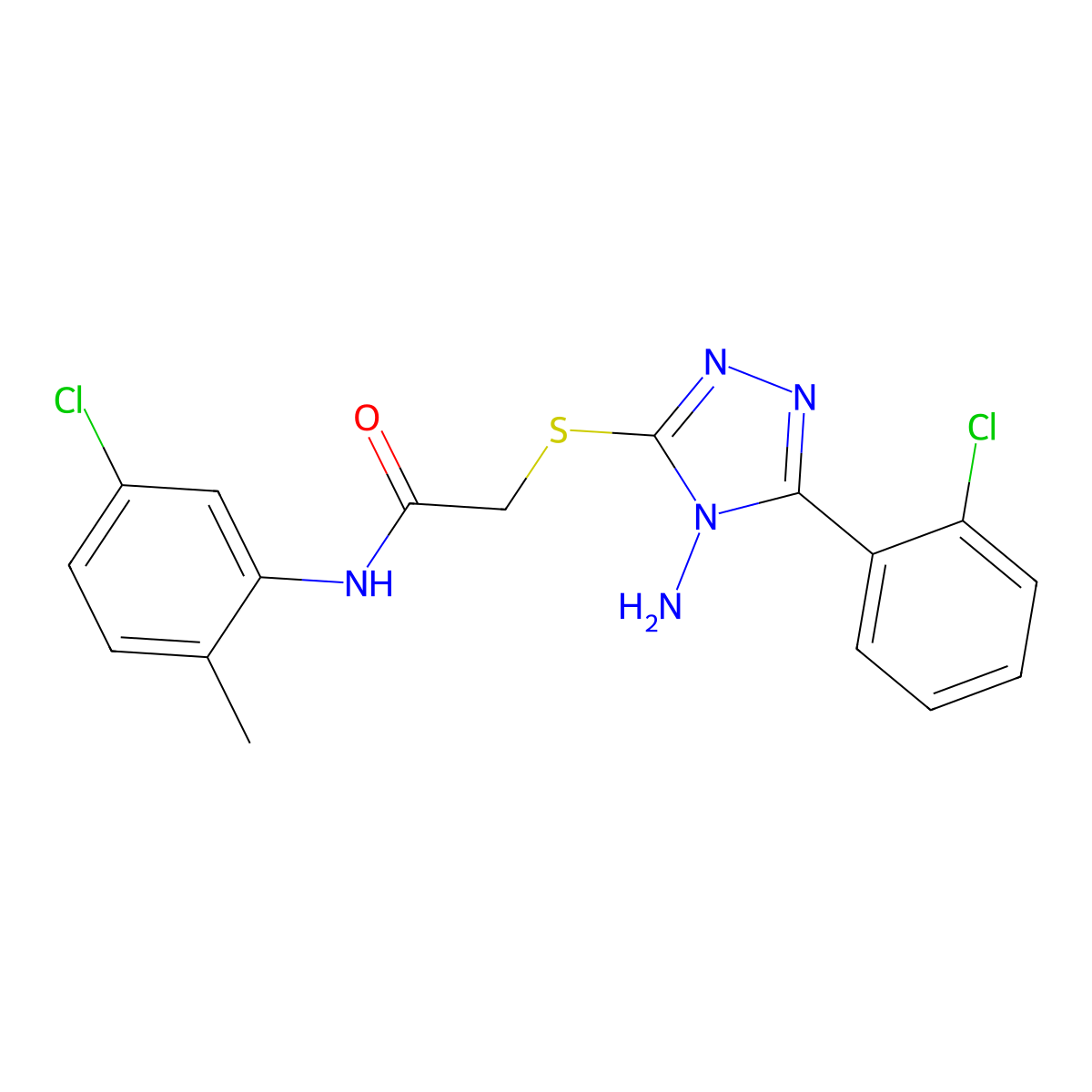 2-{[4-amino-5-(2-chlorophenyl)-4H-1,2,4-triazol-3-yl]sulfanyl}-N-(5-chloro-2-methylphenyl)acetamide molecular structure, CAS 840484-10-8
