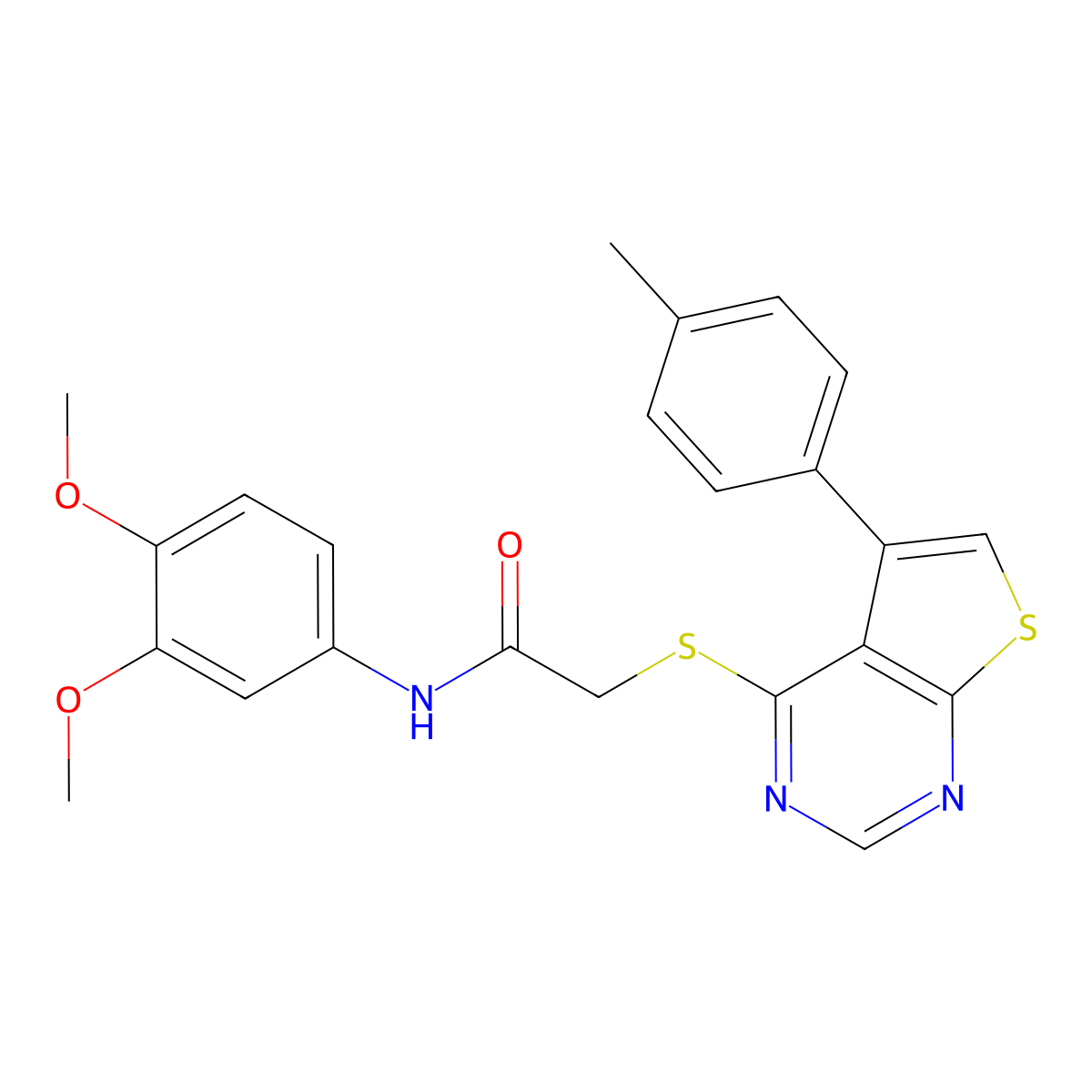N-(3,4-dimethoxyphenyl)-2-{[5-(4-methylphenyl)thieno[2,3-d]pyrimidin-4-yl]sulfanyl}acetamide molecular structure, CAS 840484-82-4