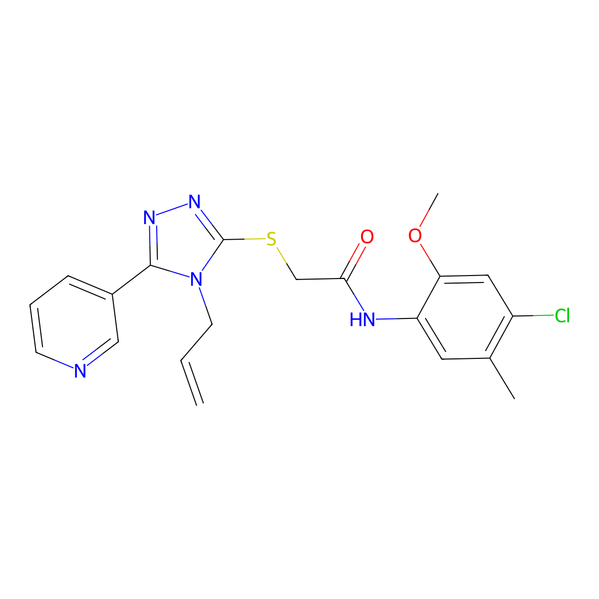 N-(4-chloro-2-methoxy-5-methylphenyl)-2-{[4-(prop-2-en-1-yl)-5-(pyridin-3-yl)-4H-1,2,4-triazol-3-yl]sulfanyl}acetamide molecular structure, CAS 840484-88-0
