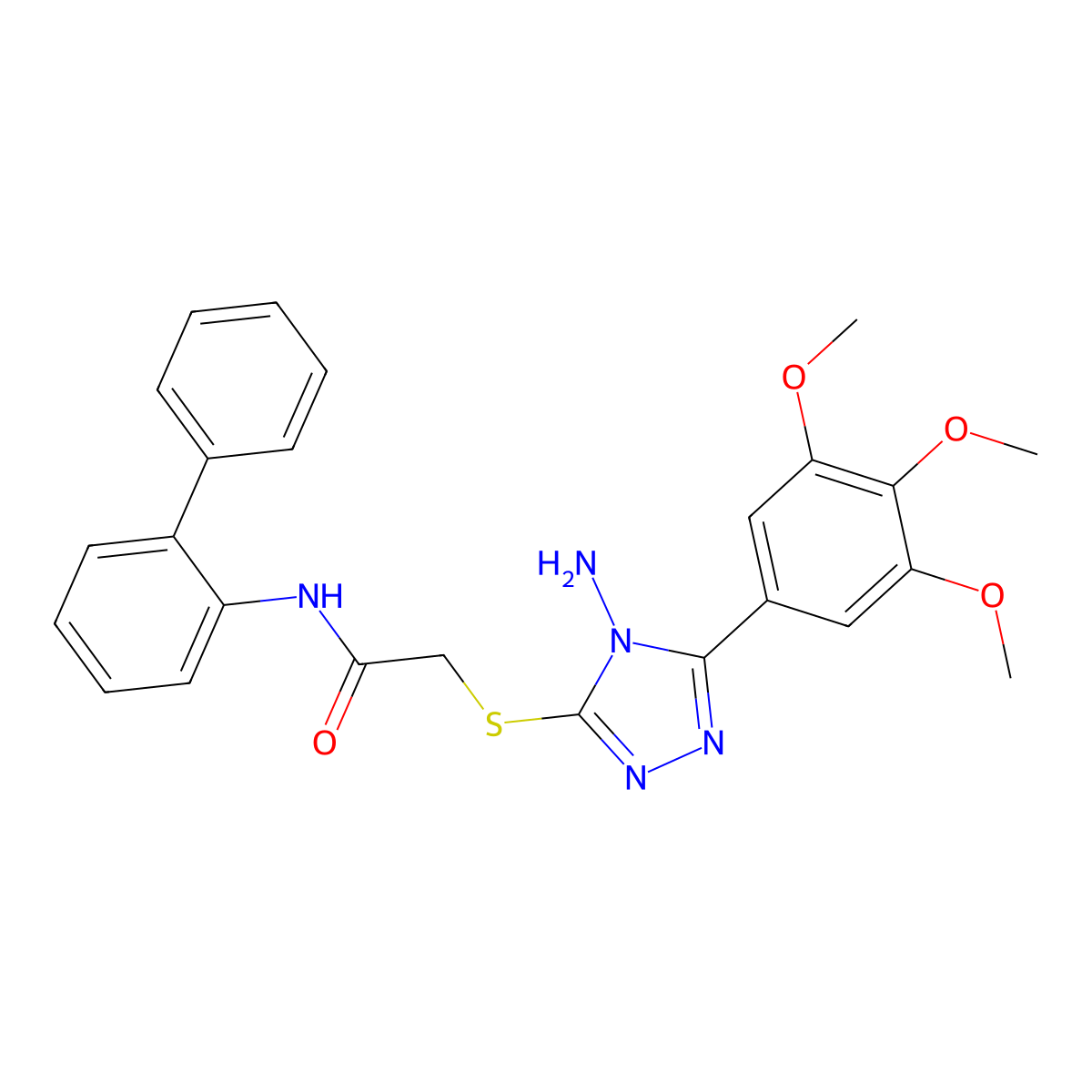 2-{[4-amino-5-(3,4,5-trimethoxyphenyl)-4H-1,2,4-triazol-3-yl]sulfanyl}-N-(biphenyl-2-yl)acetamide molecular structure, CAS 840485-06-5
