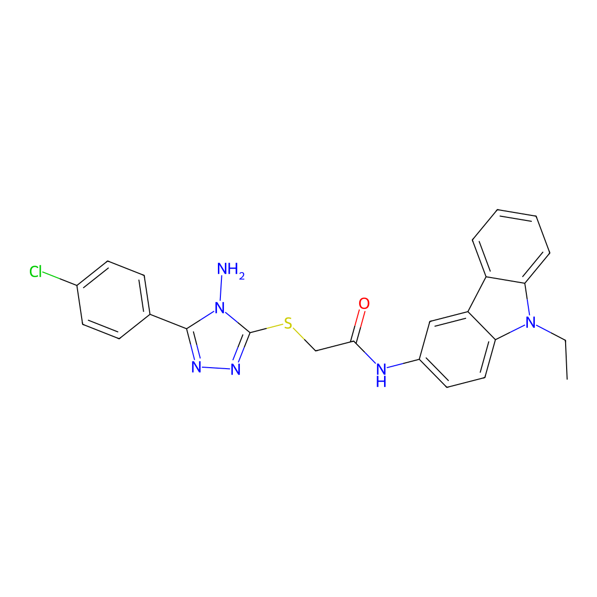 2-{[4-amino-5-(4-chlorophenyl)-4H-1,2,4-triazol-3-yl]sulfanyl}-N-(9-ethyl-9H-carbazol-3-yl)acetamide molecular structure, CAS 840485-08-7